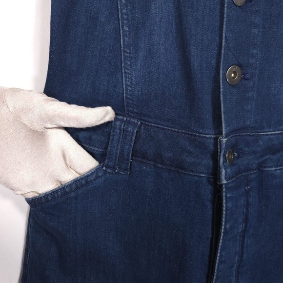 Anthropologie‎ Pilcro Split Denim Overalls Size 27 Buttons Pull On - Picture 14 of 16